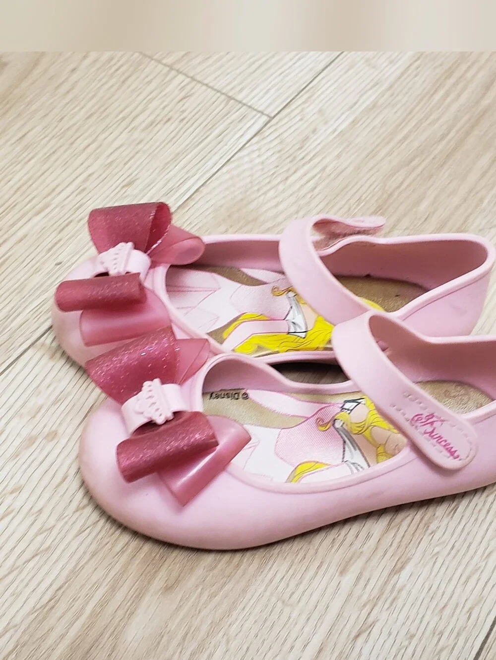 Disney Girls Pink Princess Bow Mary Jane Shoes Like Mini Melissa